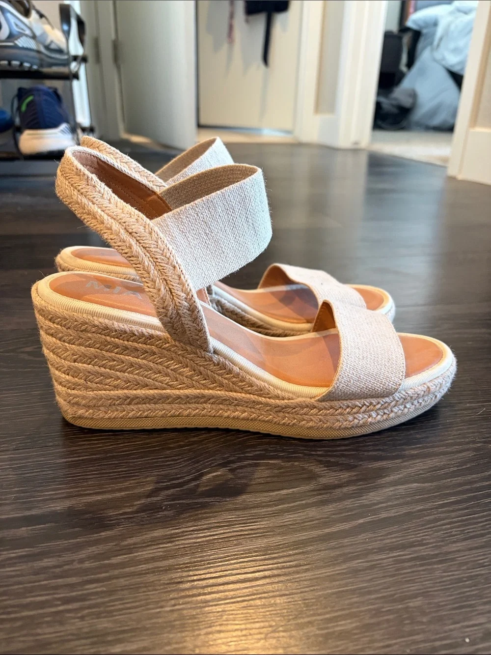 MIA Beige Elastic Strap Platform Sandals